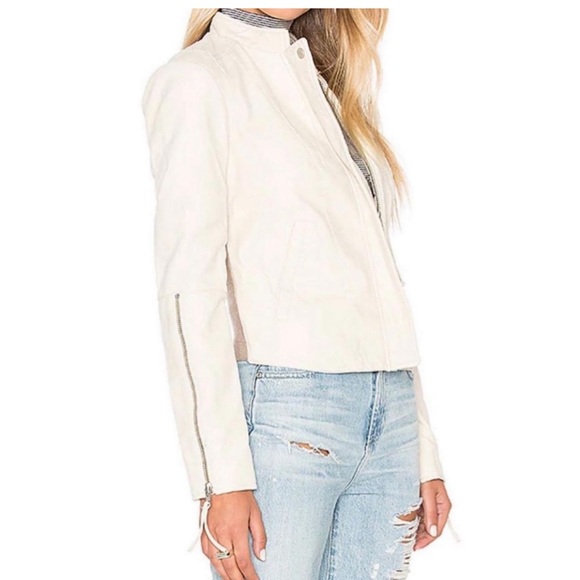 Free People Cream Vegan Leather Bomber Jacket - Picture 2 of 15